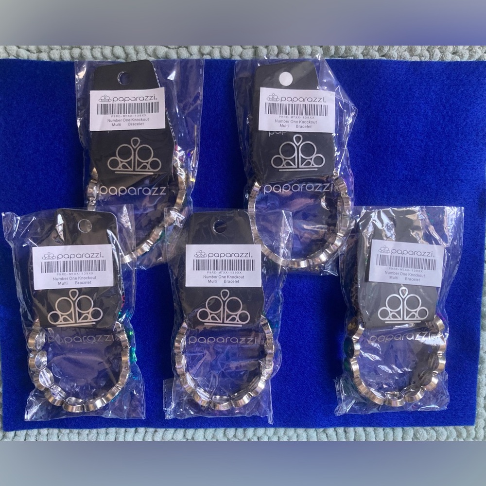 Paparazzi Number One Knockout Multi Color Bracelet x 5. NWT